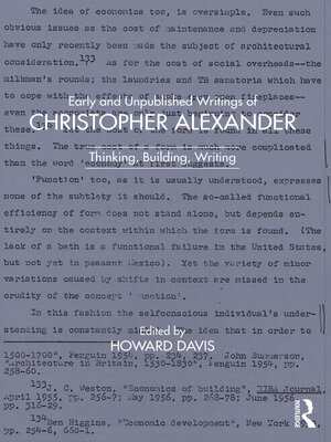 cover image of Early and Unpublished Writings of Christopher Alexander